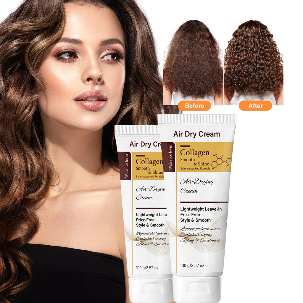 Collagen Leave-In Hair Cream, Air Dry Frizz-Free Styling for Shiny Hair Qme
