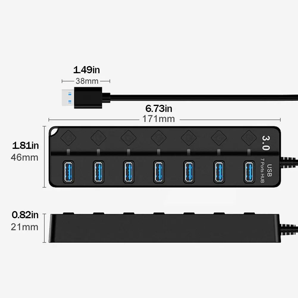 USB 3.0 Hub USB Hub 2.0 Multi USB Splitter Hub 30cm Long cable Multiple Expander for Computer Laptop PC Accessories Usb adapter Qme
