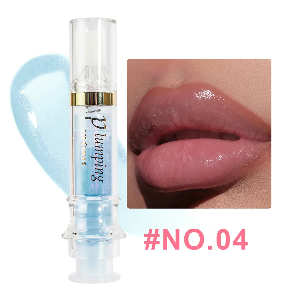 Shine Crystal Volume Lip Oil Plumping Pearl Gloss Pink Blue Hydrating Transparent Jelly Lip Gloss Serum Lip Care Makeup Cosmetic Qme 04