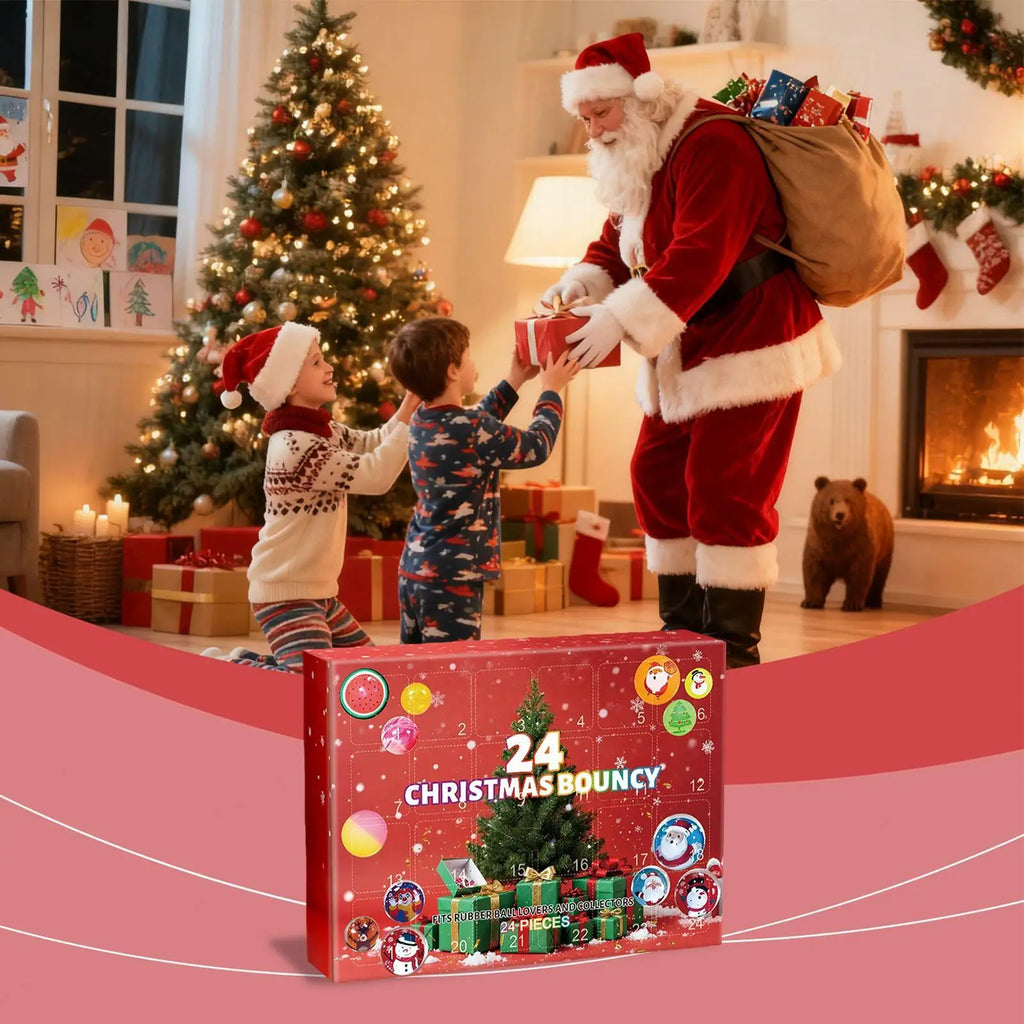 Christmas Bouncy Balls Advent 2025 24 Days Ball Toys Interactive Qme