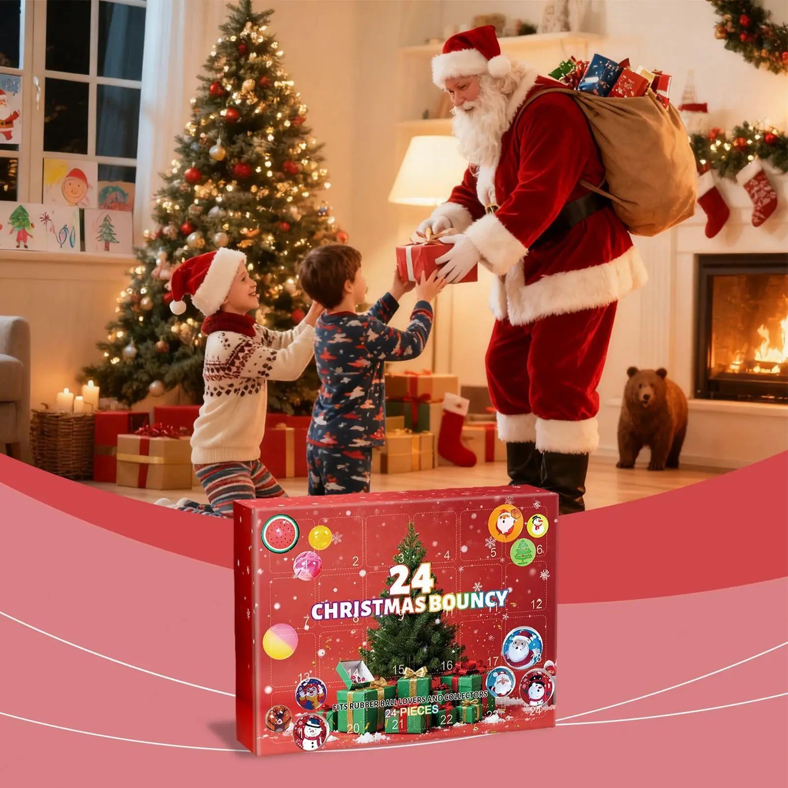 Christmas Bouncy Balls Advent 2025 24 Days Ball Toys Interactive Qme