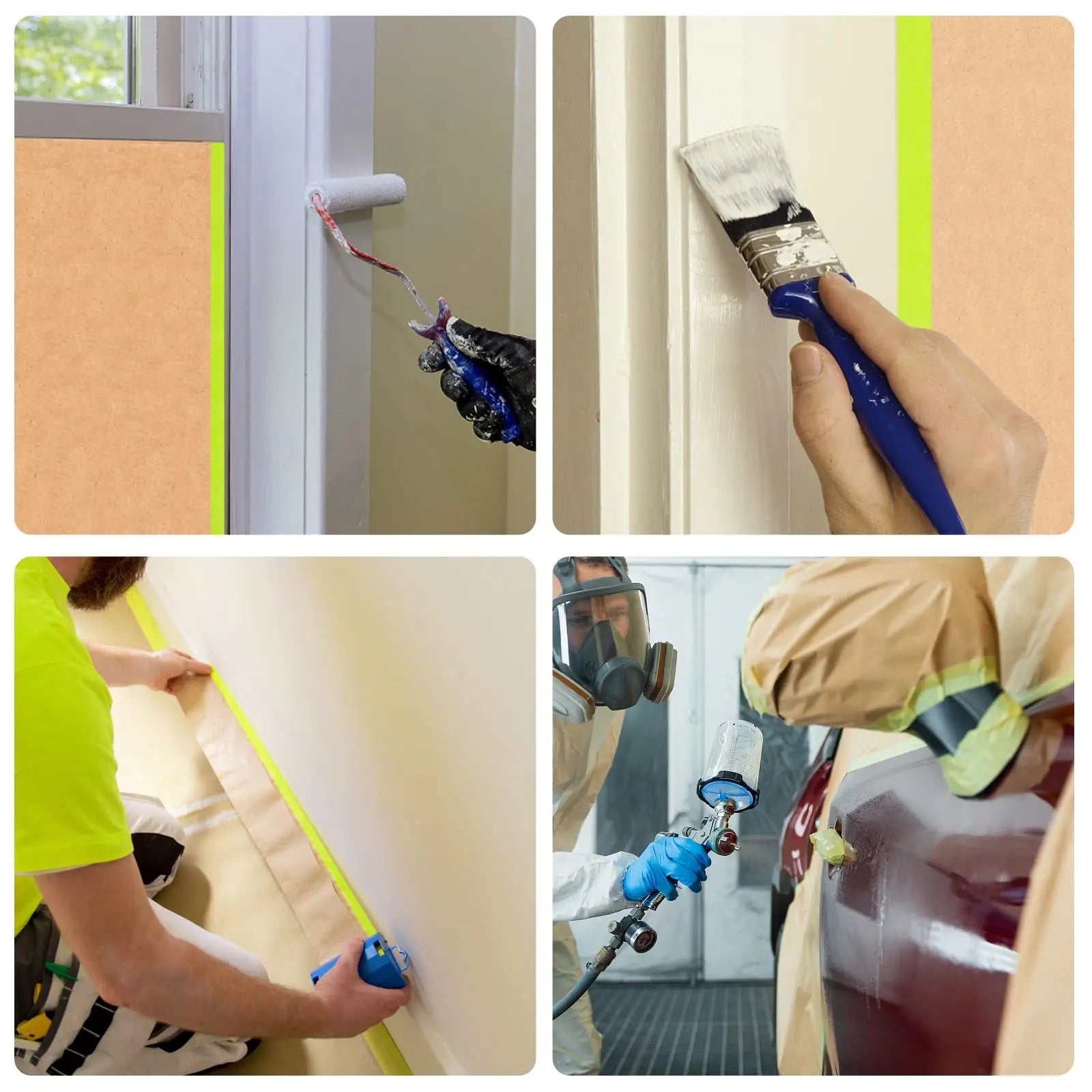 Pre-Taped Masking Paper Wall Treatment Covering For Painting Spray Masking Protective Paper Car Beauty Paint Masking Craft Paper Qme