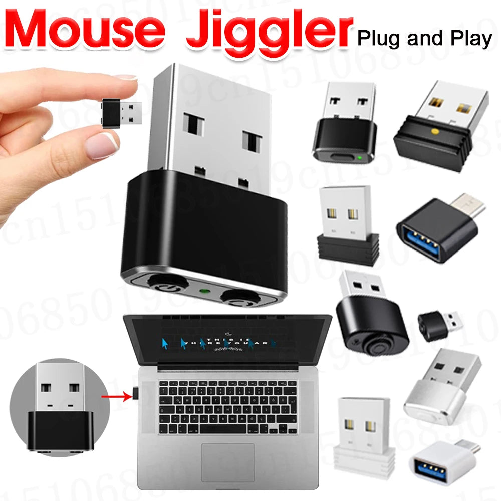 Mini Automatic Mouse Jiggler Mover ON/Off Button USB Automatic Move Cursor Undetectable Plug and Play Keeps Awake for Computer Qme