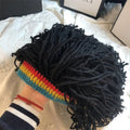 Novelty Dreads Knit Hat Warm Fuzzy Wool Cap Braided Wig Unique Hip Qme black