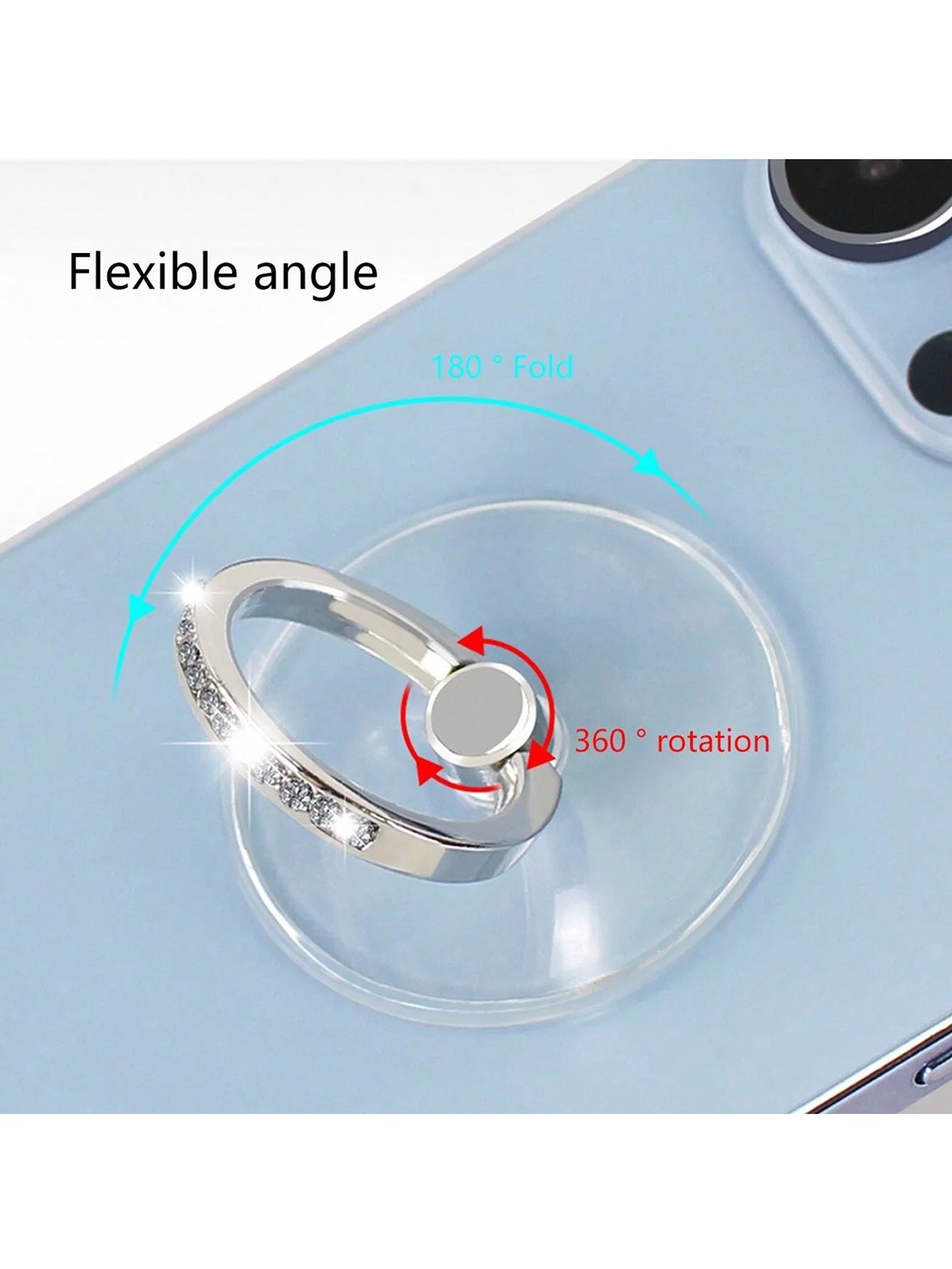 Round Diamond-encrusted Transparent Crystal Decorative Ring Buckle Qme