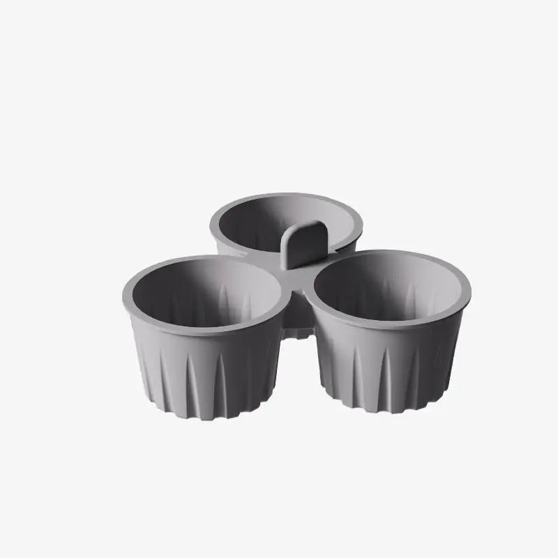 Air Fryer Egg Mold Round Shape Eggs 3 Cavity Non-stick Silicone Pan Qme Gray