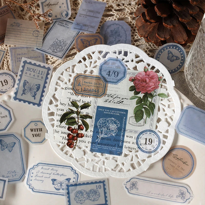 100 pcs Vintage Ticket Stickers pack Decorative Diy Diary Album Stationery Scrapbooking accessories hand made Collage material Qme