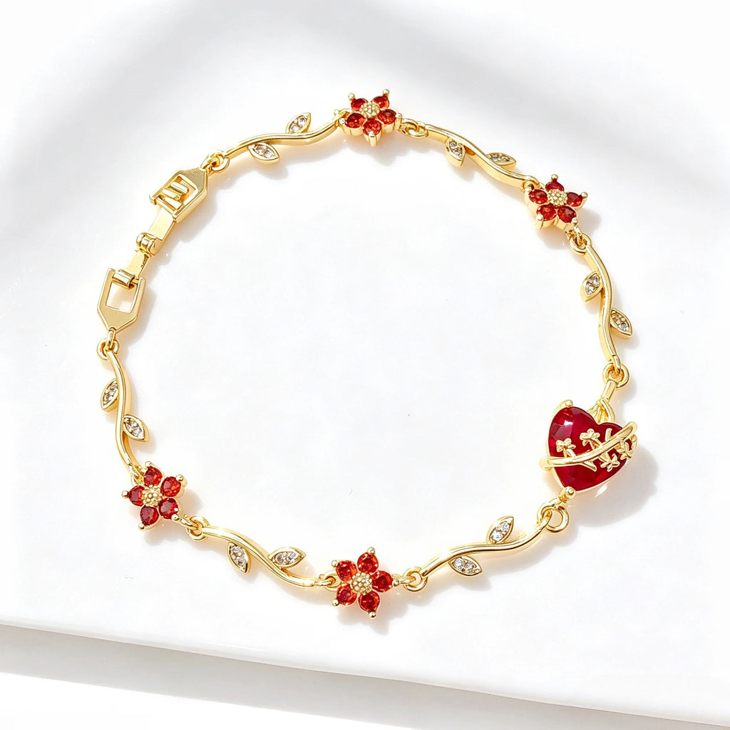 Hot Sale Flower Chain Sacred Heart Shaped Crystal Cross Bracelet Lucky for Women Girls Daily Party Jewelry Religious Gifts Qme 1