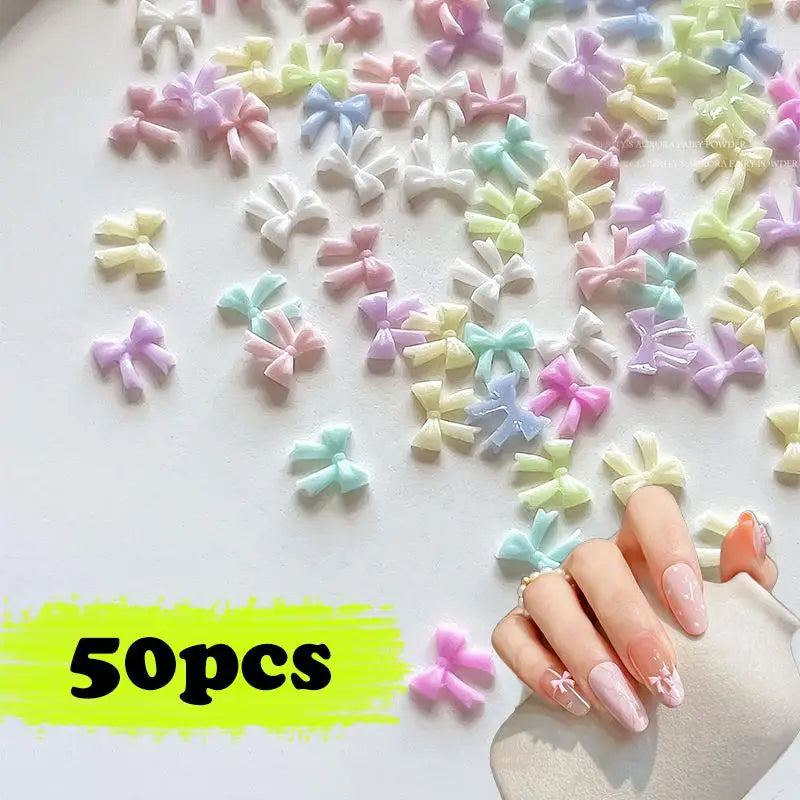 Mixed Mini Bow Nail Art Charms 3D Bowknot Tie Parts Decoration Ribbon Qme
