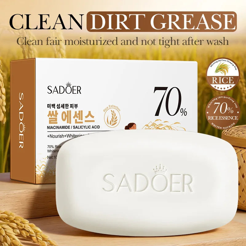 Rice Soap Extract Salicylic Acid Deep Cleansing Niacinamide Whitening Qme 70 Rice Soap 100g