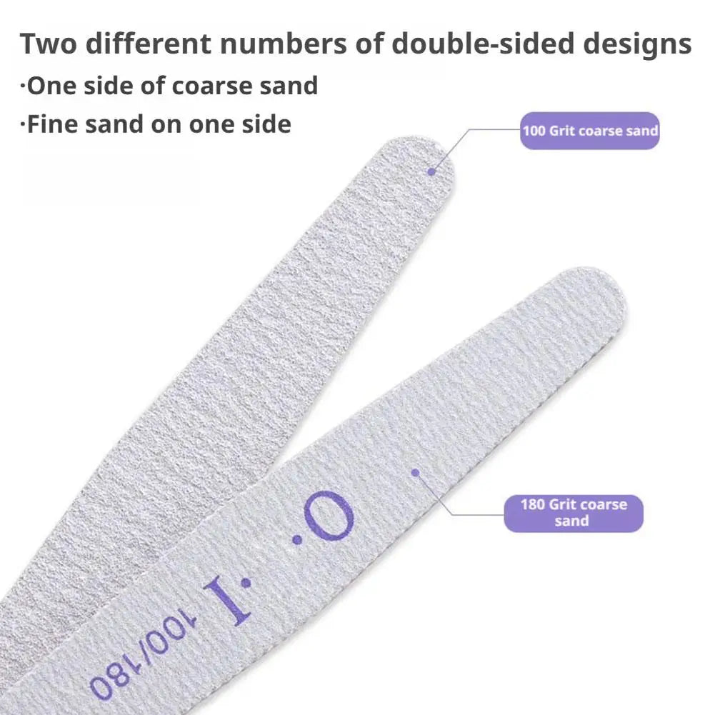Nail Files 100 180 Professional File Buffers Reusable Double-sided Qme