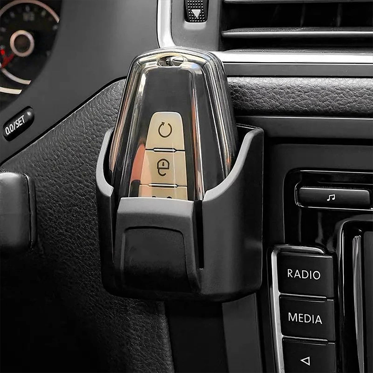 PVC Car Key Holder Remote Control Slot Durable Black Card Accessory Qme