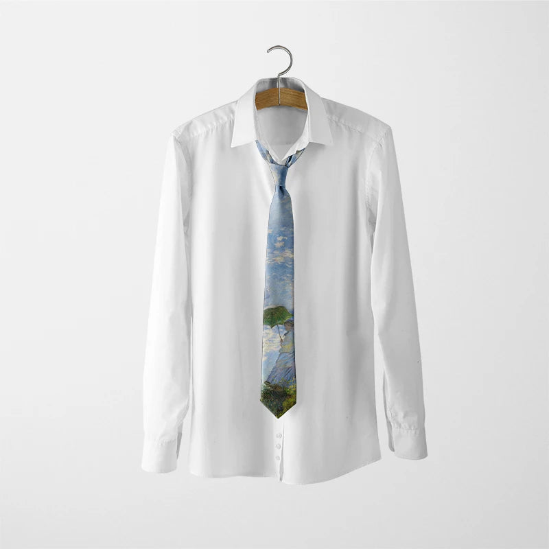 Retro Art Oil Painting Floral Print Tie Fashion Business Wedding Qme