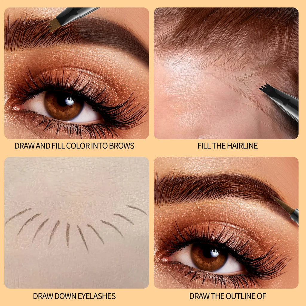 4 Point Eyebrow Pencil Waterproof Liquid Eyebrow Pen Makeup Long Lasting Cosmetic Microblade Brow Pencil Qme