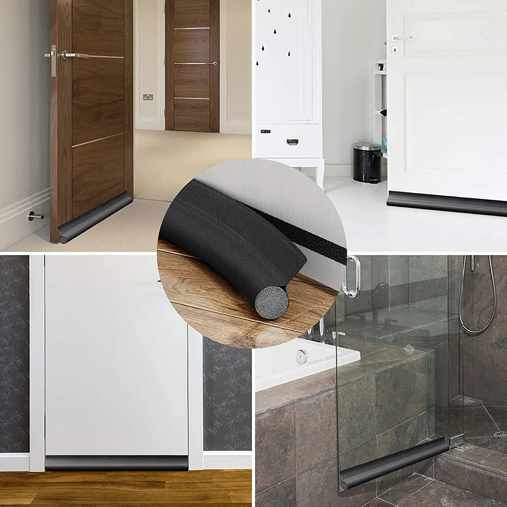 1pc Door Bottom Seal Strip Cuttable Insulation Under Door Draft Blocker Windproof Anti-Cold Gap Weather Stripping Acoustic Foam Qme
