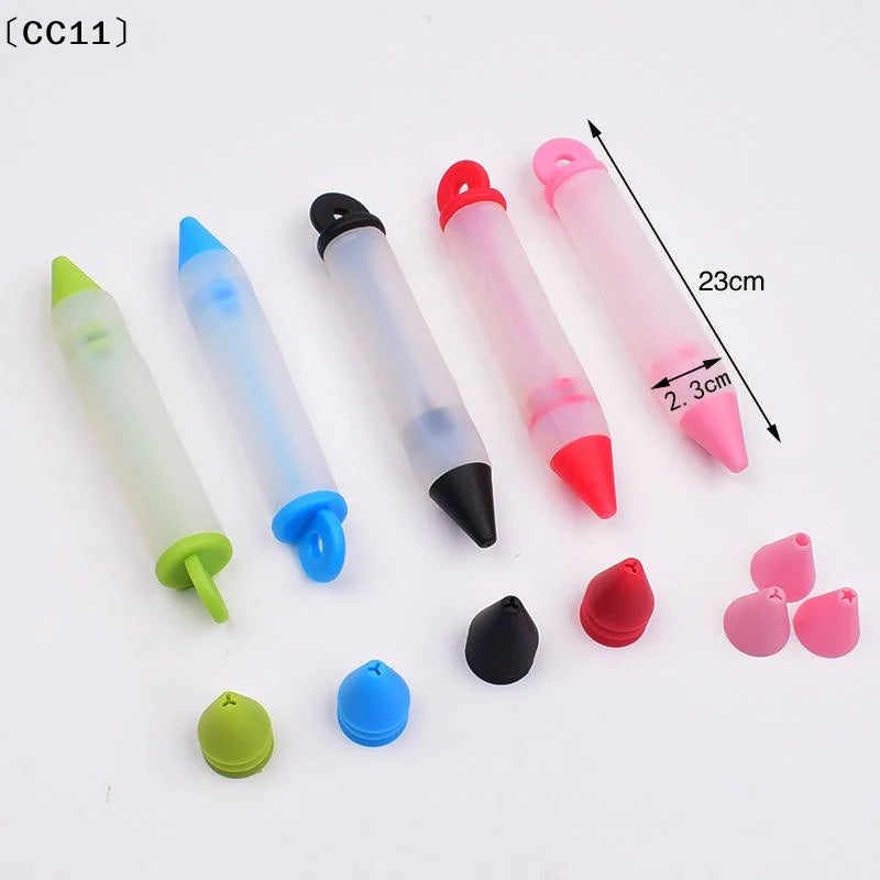 4-Head Piping Tip Silicone Chocolate Butter Pen Bags Bottles Writing Qme