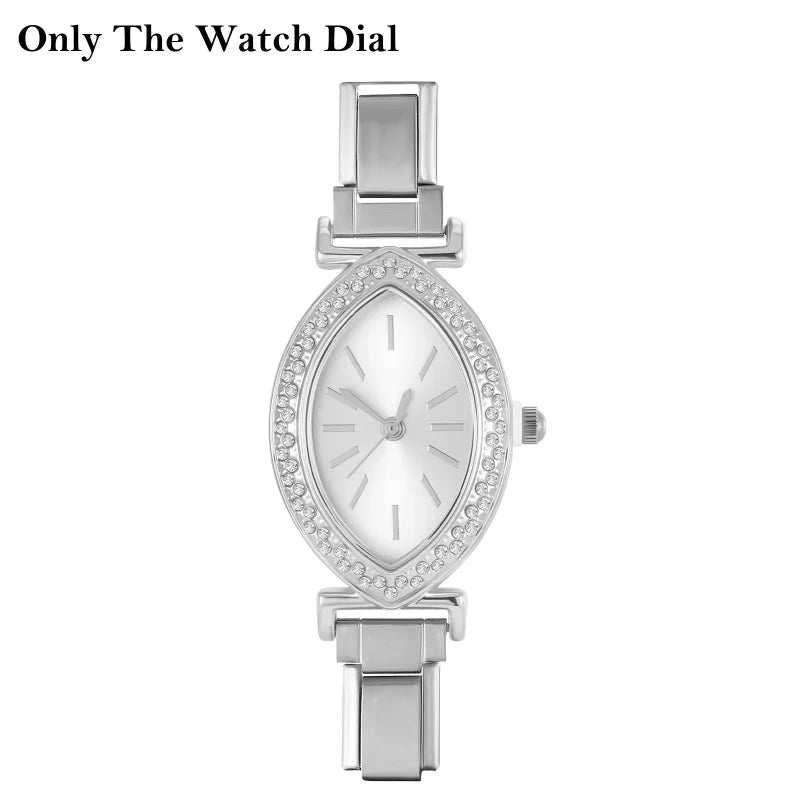 New2026 Vintage Oval Inlaid Zircon Stainless Steel Watch Bracelet