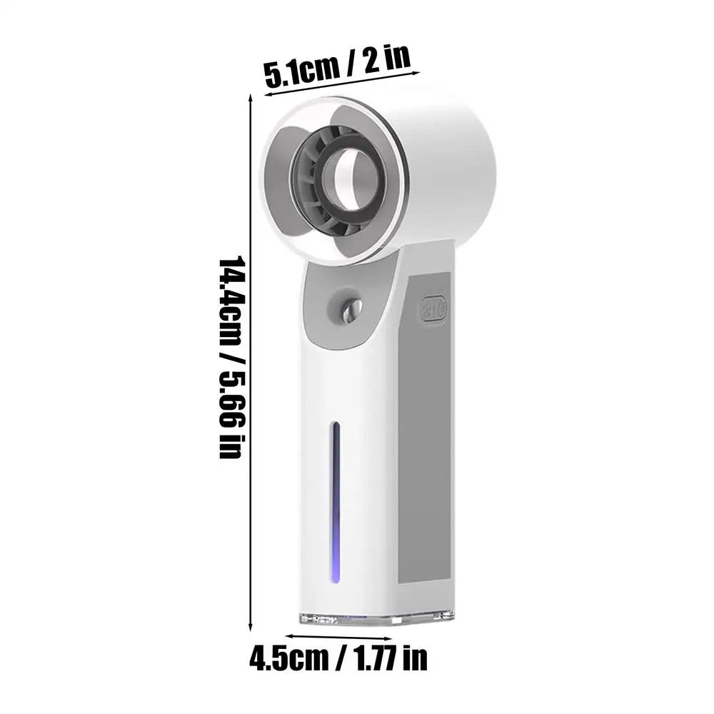Misting Fan Portable Cooling Rechargeable 30ml Water Tank Battery Powered Mister Fan for Travel Camping Hiking Fishing Summer Qme CN White
