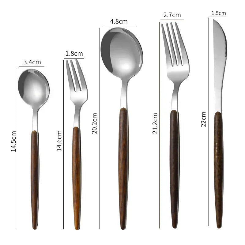 Stainless Steel Imitation Wooden Handle Cutlery Western Tableware Qme 05