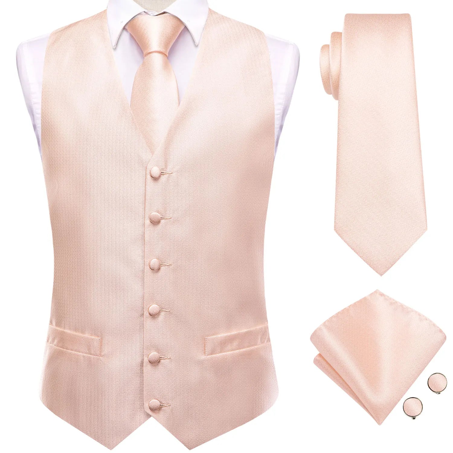 Hi-tie Solid Voilet Lilac Mens Suit Vest Woven Waistcoat Tie Pocket Qme MJ-3218 3XL