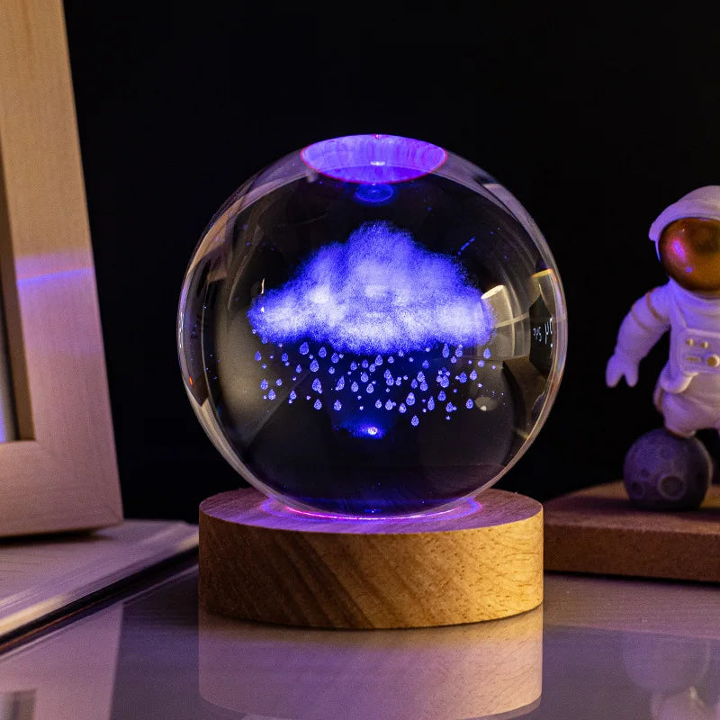 3D Colored Luminous Crystal Ball Astronomy Galaxy Crystal Sphere Beside Lamp Solar System Glassic Snow Globe Desktop Decorations Qme Rain Cloud