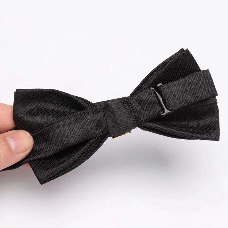 Men's Stripe Luxury Bowtie Necktie Formal Business Wedding Party Qme