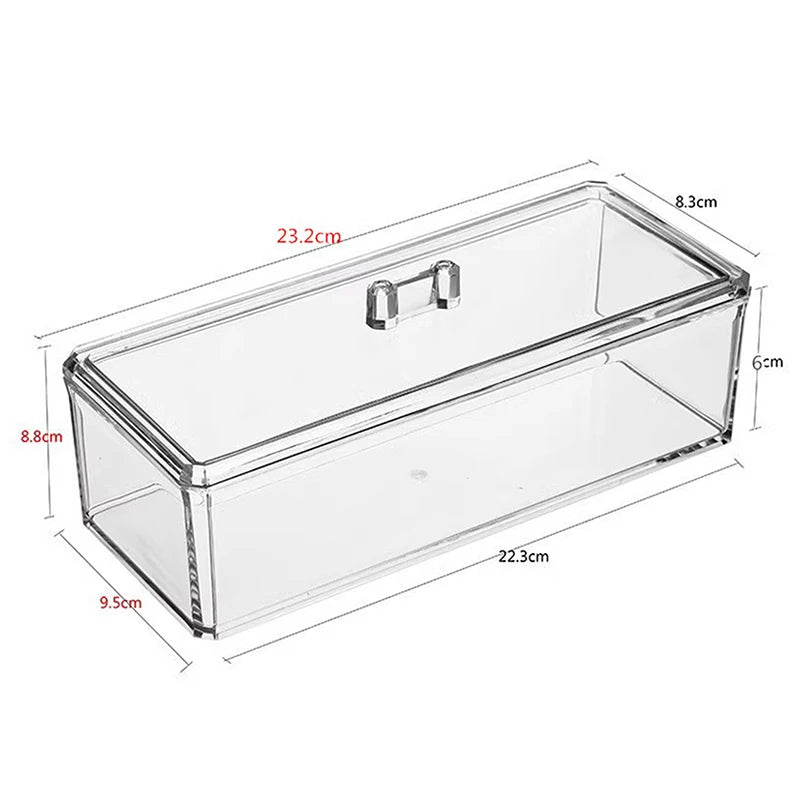 Cotton Pad Storage Box Desktop Acrylic Organizer Transparent Cosmetic Qme A