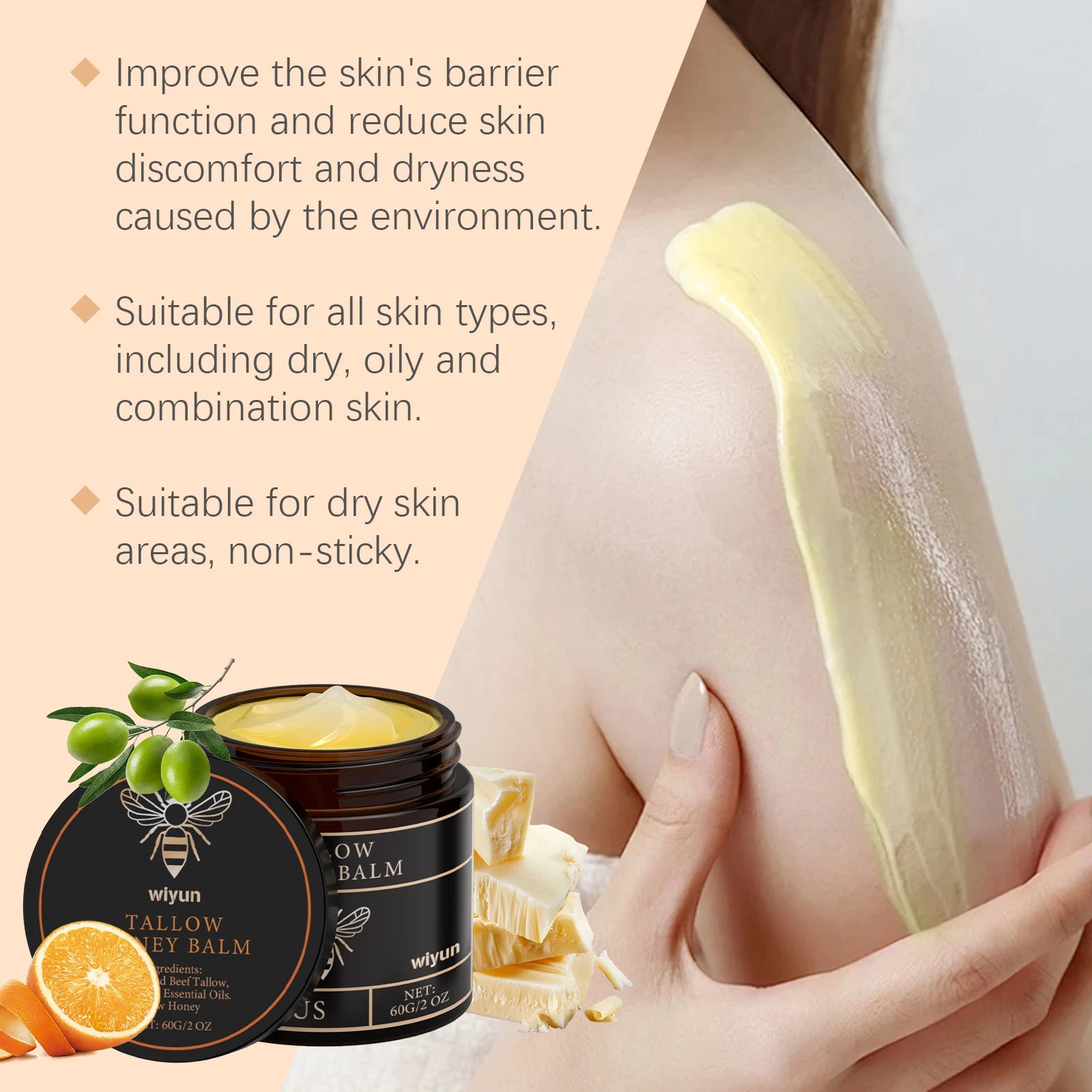 Beef Tallow Face Cream Improves Loose Skin Lasting Moisturizing Soothing Anti Aging Lifting Brightening Nourishing Skin Care Qme
