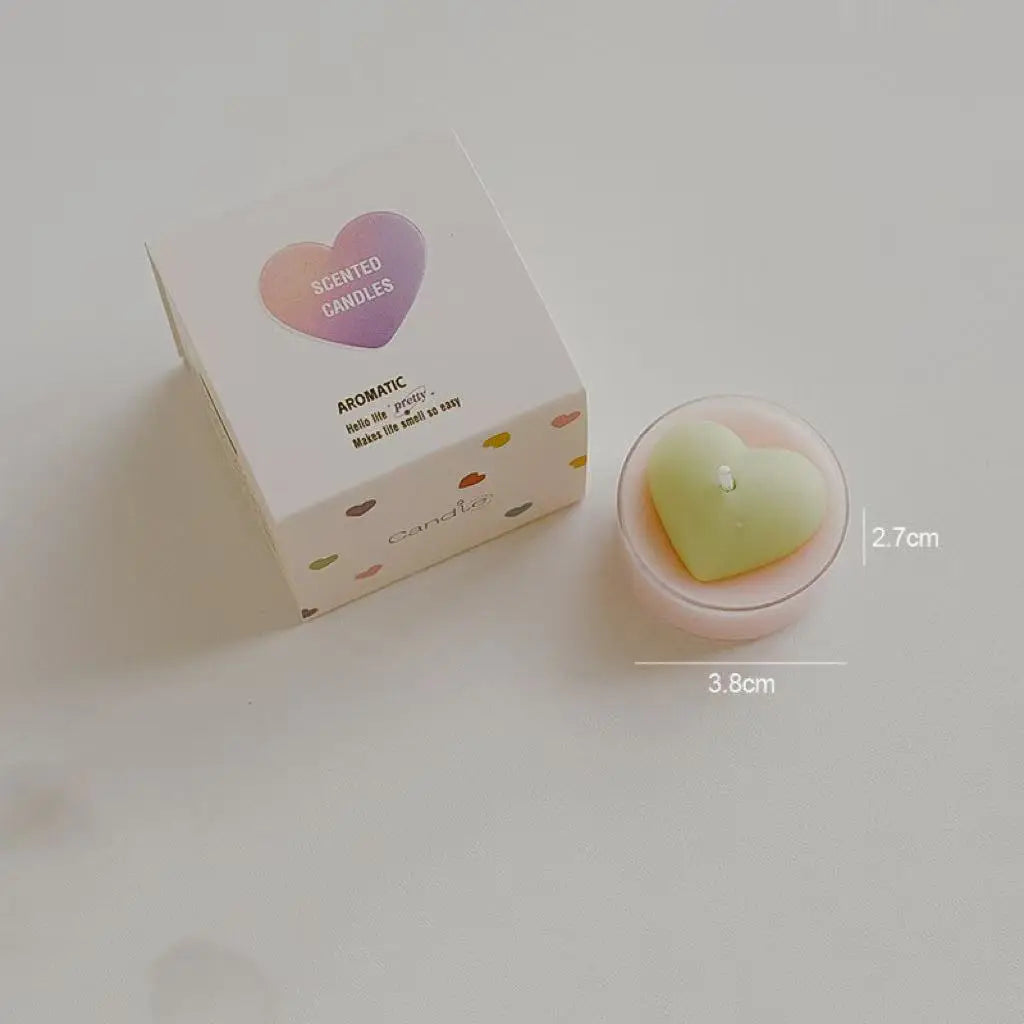 Tiny Heart Fragrance Candles Vibrant Scent Tealights Household Qme green and pink