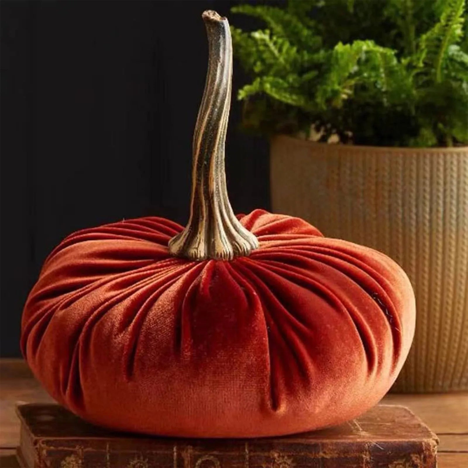 Velvet Soft Pumpkin Ornaments Handmade Home Holiday Ornaments Decoration Autumn Decoration Qme Orange