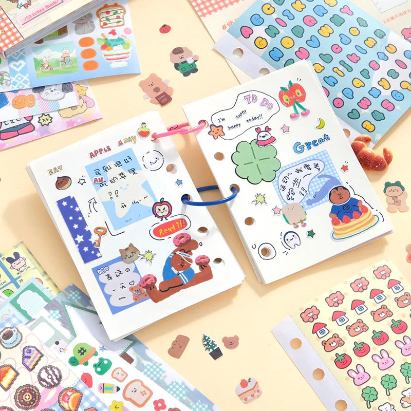 30 Sheets/book Cute Cartoon Pattern Instagram Hand account Scrapbook Sticker Diary Decoration Creation Stationery Stickers book Qme