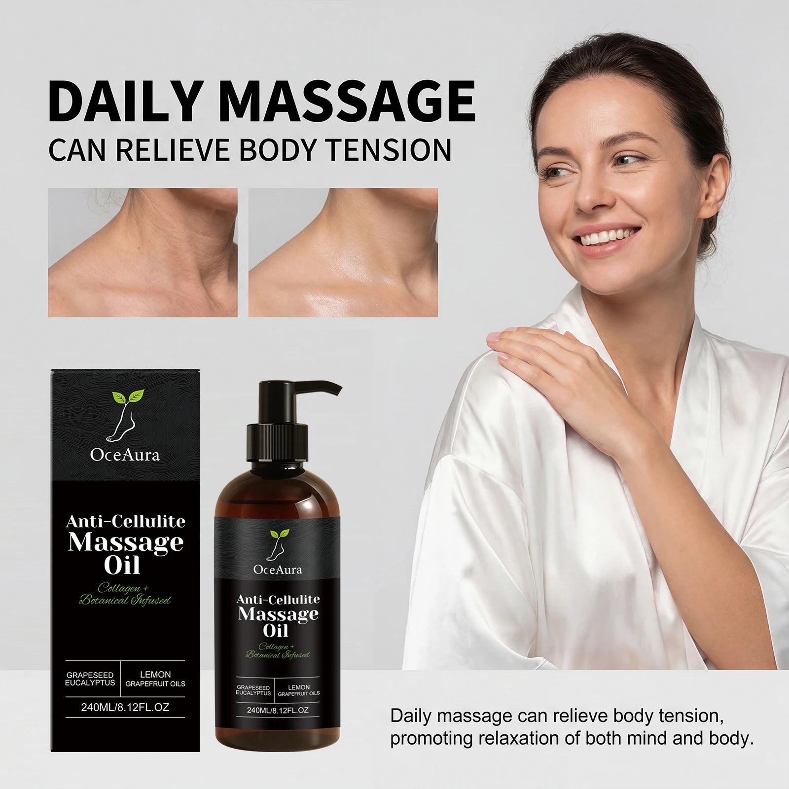 Collagen Firming Massage Oil Thigh Firming Nourishing Dry Skin Glowing Soothing Smoothing Tightening Body Oil for Daily Use Qme