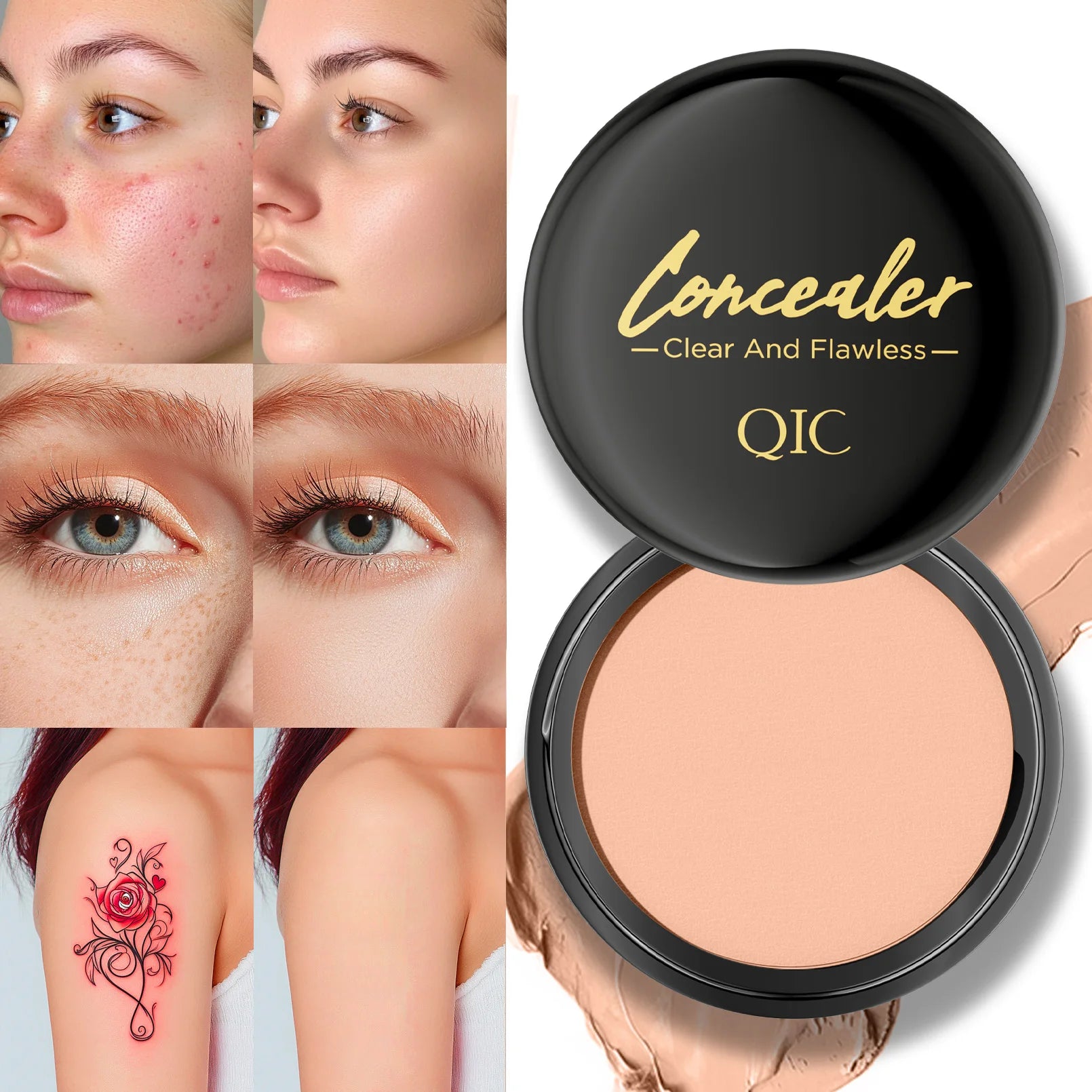 Hydrating Eye Brightening Concealer&Contour Cream-Full Coverage,Long Lasting,Correcting Eye Concealer for a Perfect Look Makeup Qme