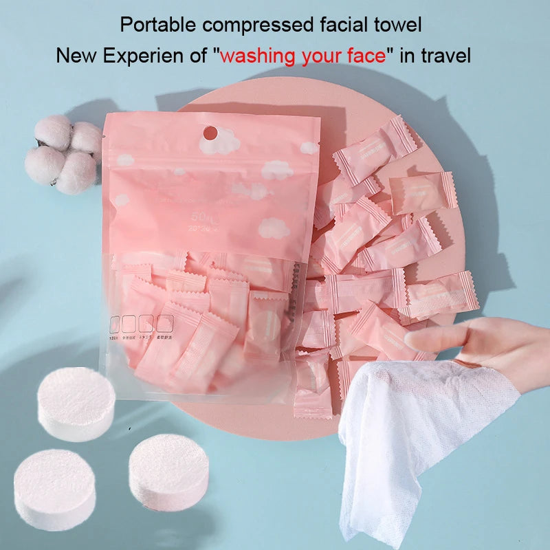 20/50PCS Mini Compressed Towel Disposable Capsules Towels Magic Face Care Tablet Outdoor Travel Cloth Wipes Paper Tissue Qme