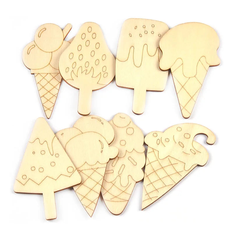 6Pcs 10x5.8cm Creative Cream Wooden Slices DIY Blank Children's Summer Birthday Party Painting Crafts Unfinished Wood Arts c3737 Qme