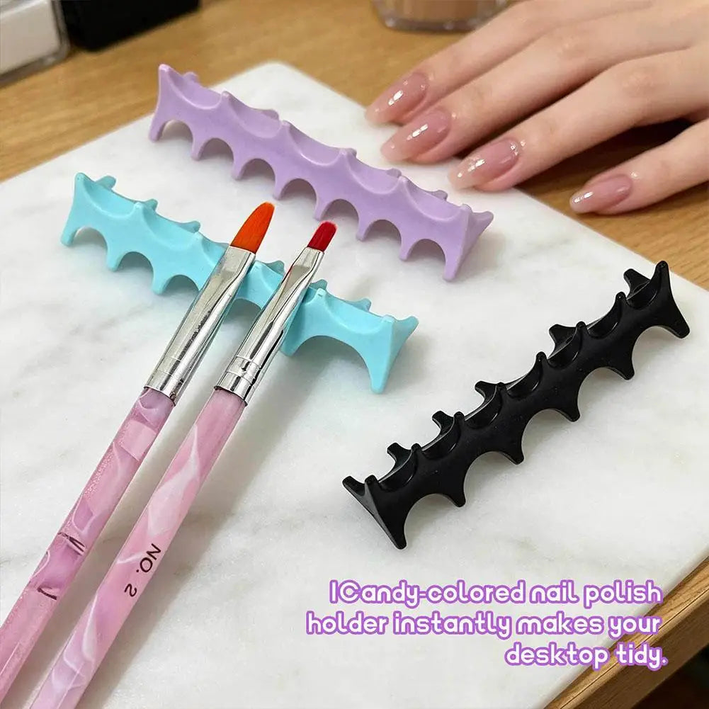 Soft Silicone Nail Pen Holder Brush Rack Shelf UV Gel Display Stand Qme