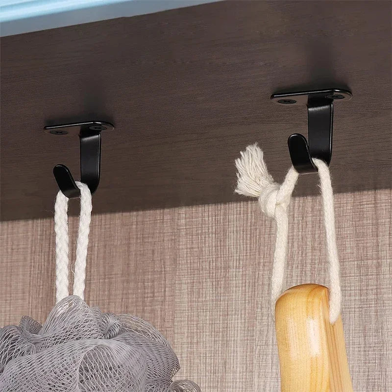 5Pcs Stainless Steel Screw Mounted Ceiling Hooks, Under-Shelf Towel, Heavy Duty Hanger For Bathroom Cabinet Garage Qme
