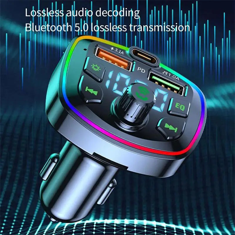 Versatile Bluetooth 5 0 Car Charger FM Transmitter PD 18W Type-c Dual Qme