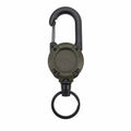Retractable Heavy Duty Key Reel Carabiner Keychain Strong Steel Wire Rope Spring Buckle Ring For Outdoor Sports Daily Carry Tool Qme Green-1 PC