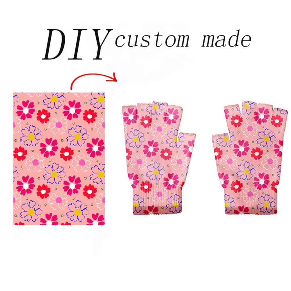 DIY Custom 3d Printed Fingerless Gloves Christmas Leisure Knitted Qme