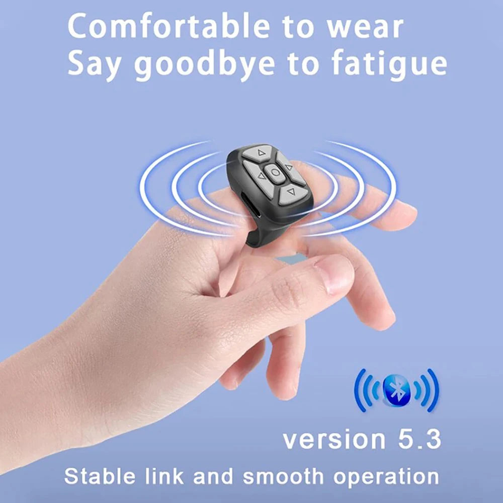 Finger Bluetooth Remote Control Ring for Phone Page Flipping Video Recording Shooting Selfie Cellphone Camera Remote Controller Qme