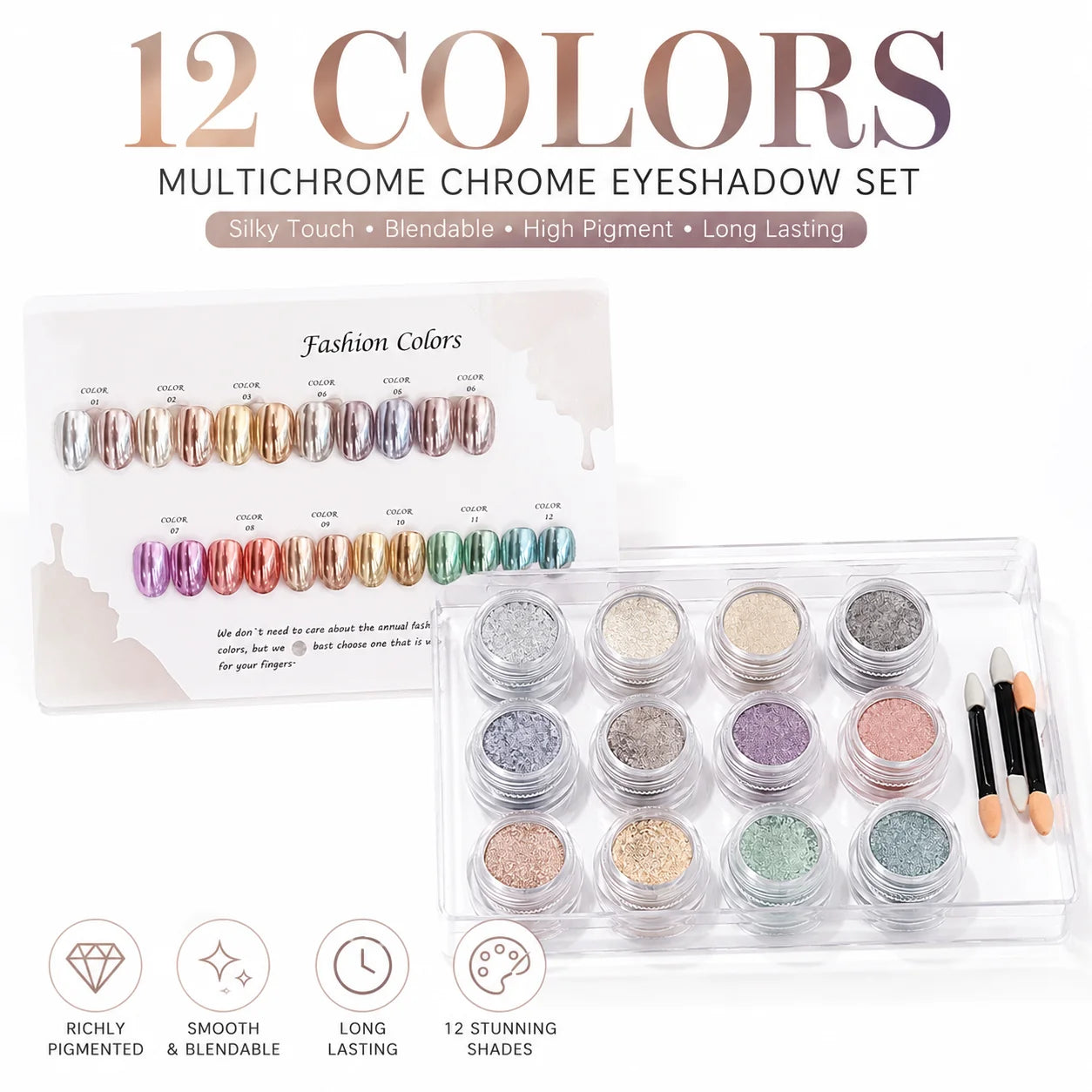 Aurora Pearl Chrome Nail Powder Complete Storage Case Display Card Qme