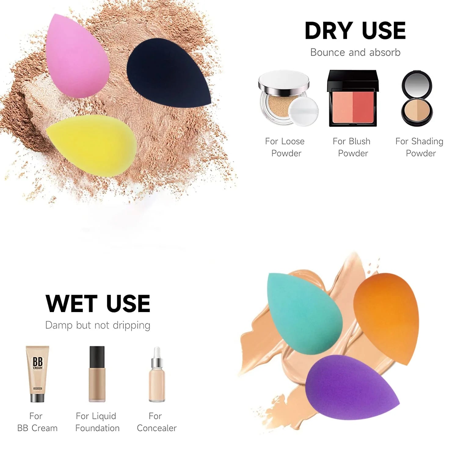 5 Mini Makeup Sponge Blender Foundation Powder Concealer Eye Shadow Qme