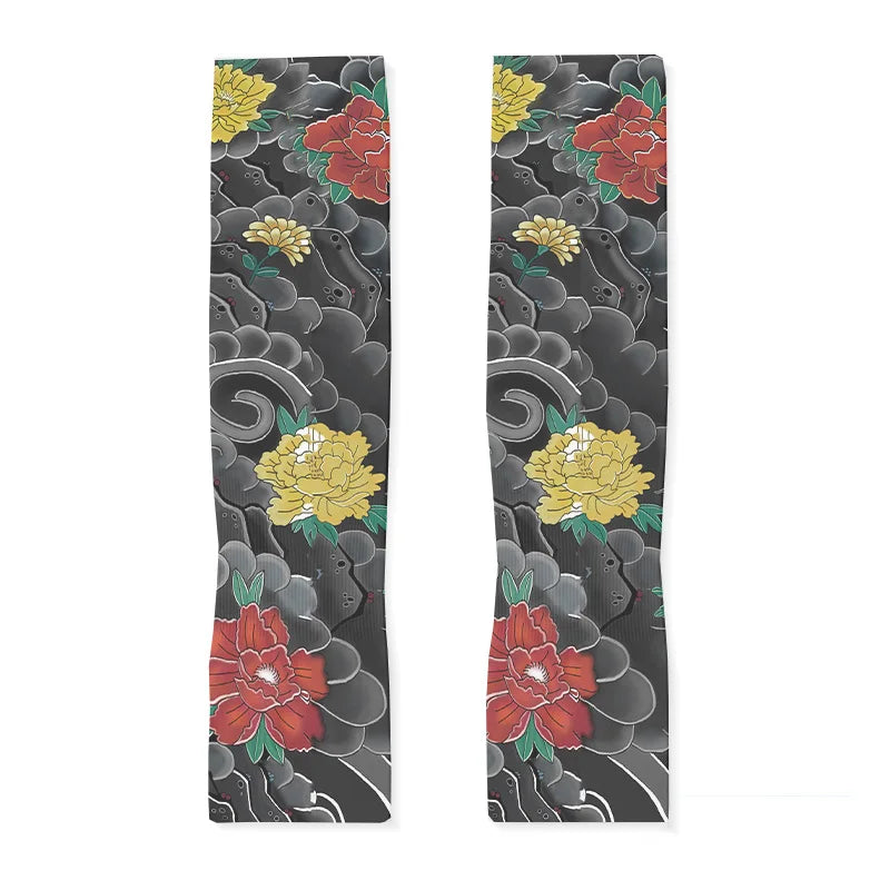 Fashionable Tattoo Manuscript Printed Ice Sleeves Summer Sun UV Qme style1 One Size