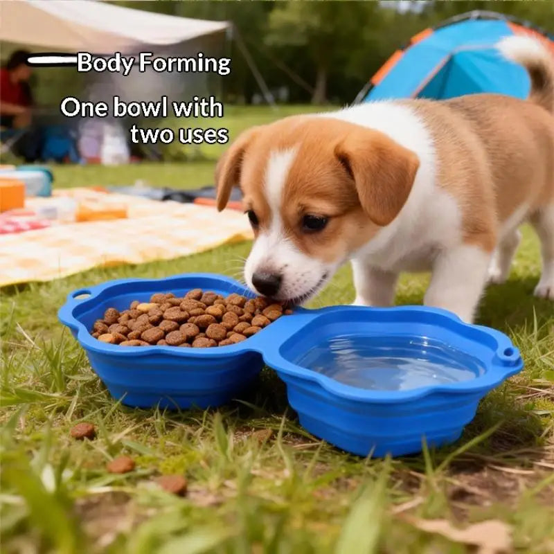 Going Out Drinking Feeding 2-in-1 Bowl Pet Supplies Dog Cat Folding Qme