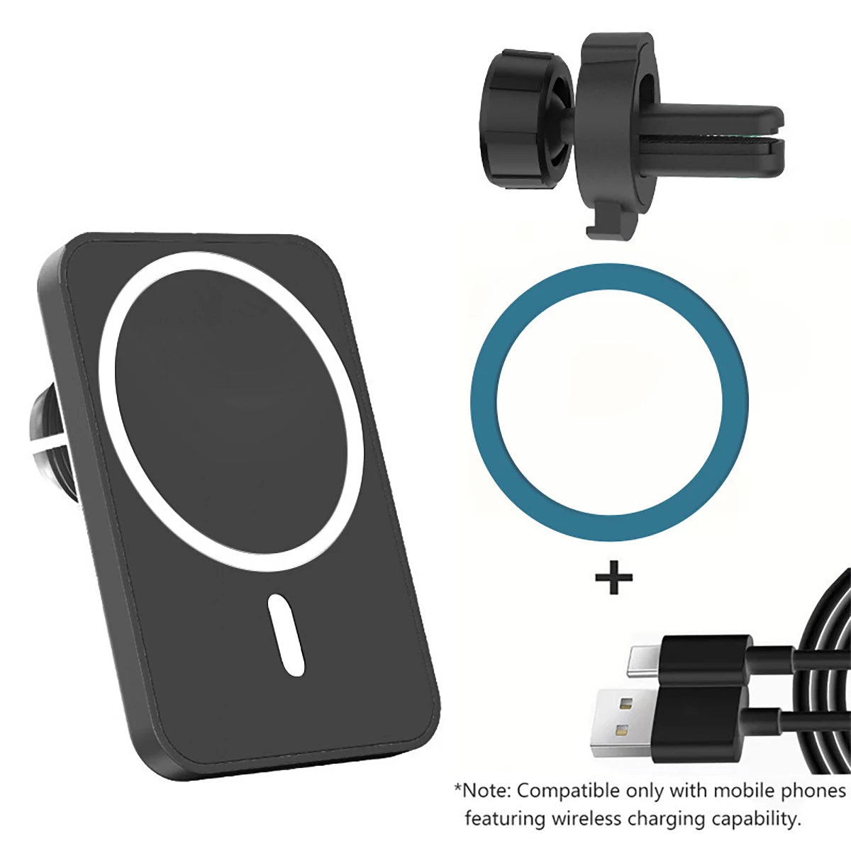 Magnetic Wireless Car Charger Phone Holder 17 16 15 14 13 12 Max Fast Qme black