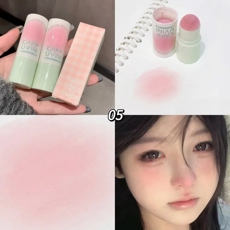 Cream Taro Pink Blush Stick Cute Rouge Face Orange Blue Purple Blusher Matte Low-saturation Makeup Cheek Stick Lasting Cosmetics Qme A05