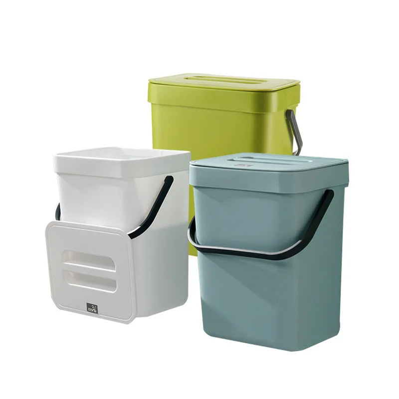 Large Capacity Under Cabinet Trash Can with Lid,Thickened Hanging Garbage Bin No Drilling,Space-Saving Simple Style for Kitchen Qme