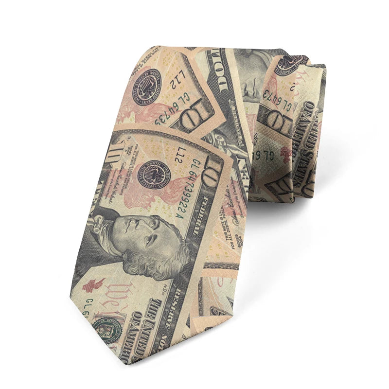 Interesting dollar pattern printing 8 cm wide tie fashion business shirt tie Pascual men's tie tie birthday gift Qme style4