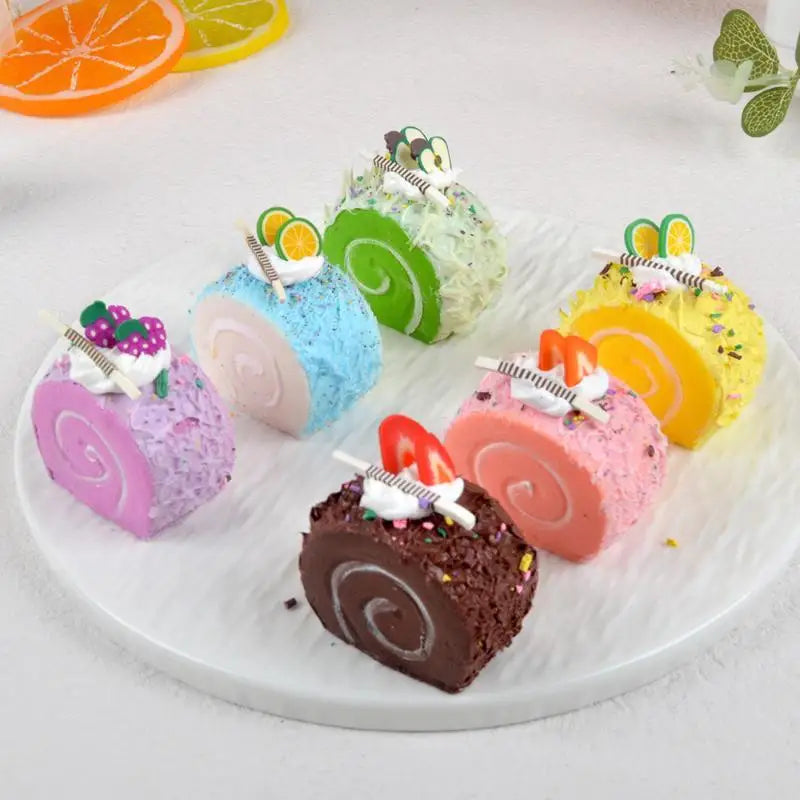 6 Pcs Realistic Artificial Roll Cake Models Vibrant Colors Lifelike Details For Home Decor Food Display Photography Props Qme A1